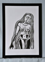 K 09 - Olga Paynová - Neplodnost, linoryt, rozměr: 32x23 cm. Vyvolávací cena: 1.000,- Kč